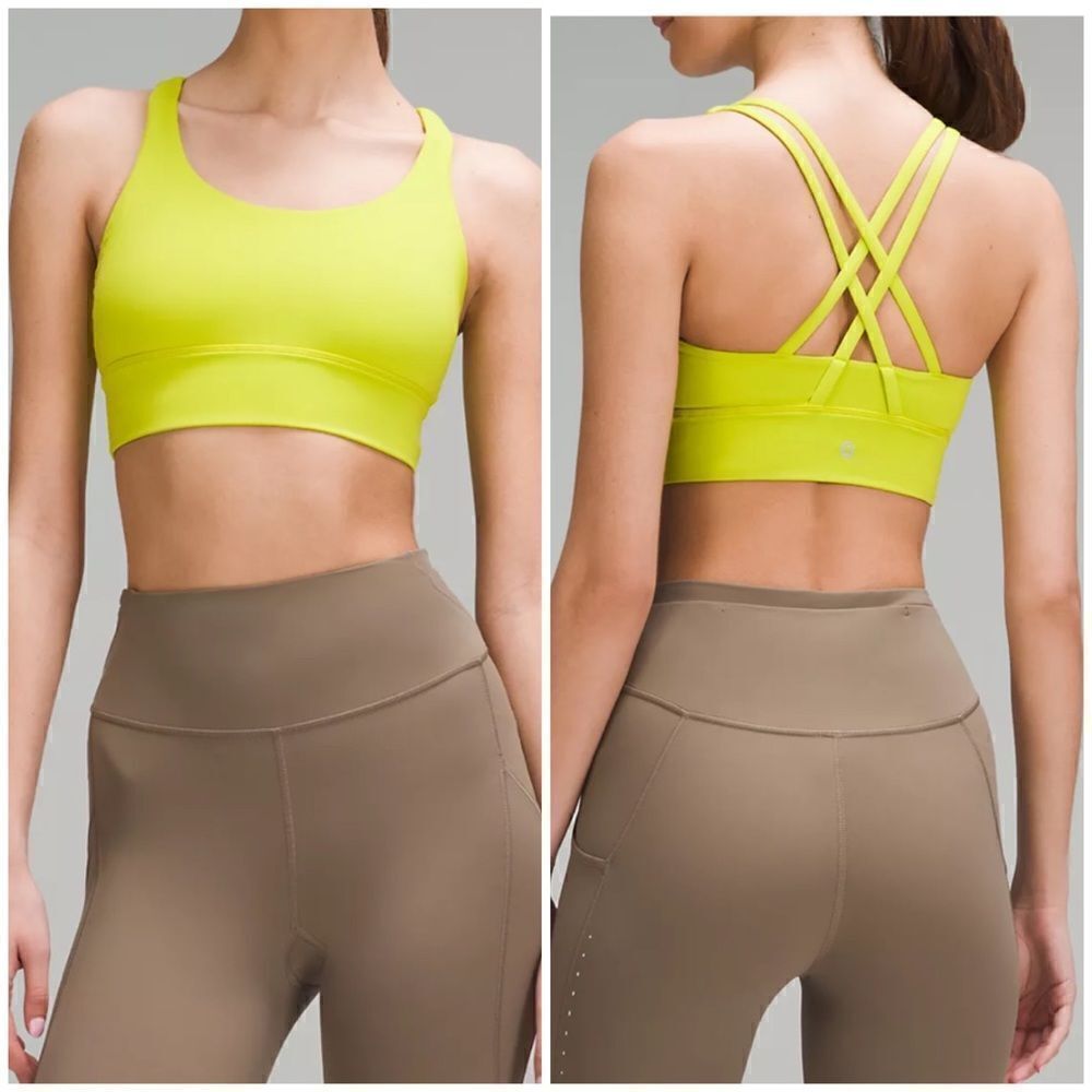 Luluemon Energy Longline Bra In Lichen Lime Nwt